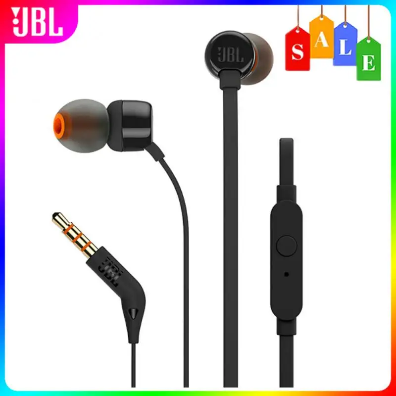 JBL T110 3.5mm Wired Earphones JBL Stereo Music Deep Bass Earbuds Sports Headset In-line Control Handsfree With Microphone