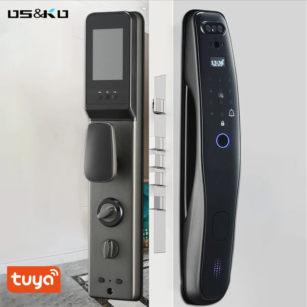 New Biometric Electronic Lock Security Smart Door Lock Password Fingeprint Locks Key IC Card Unlock APP Camera Electronic Lock
