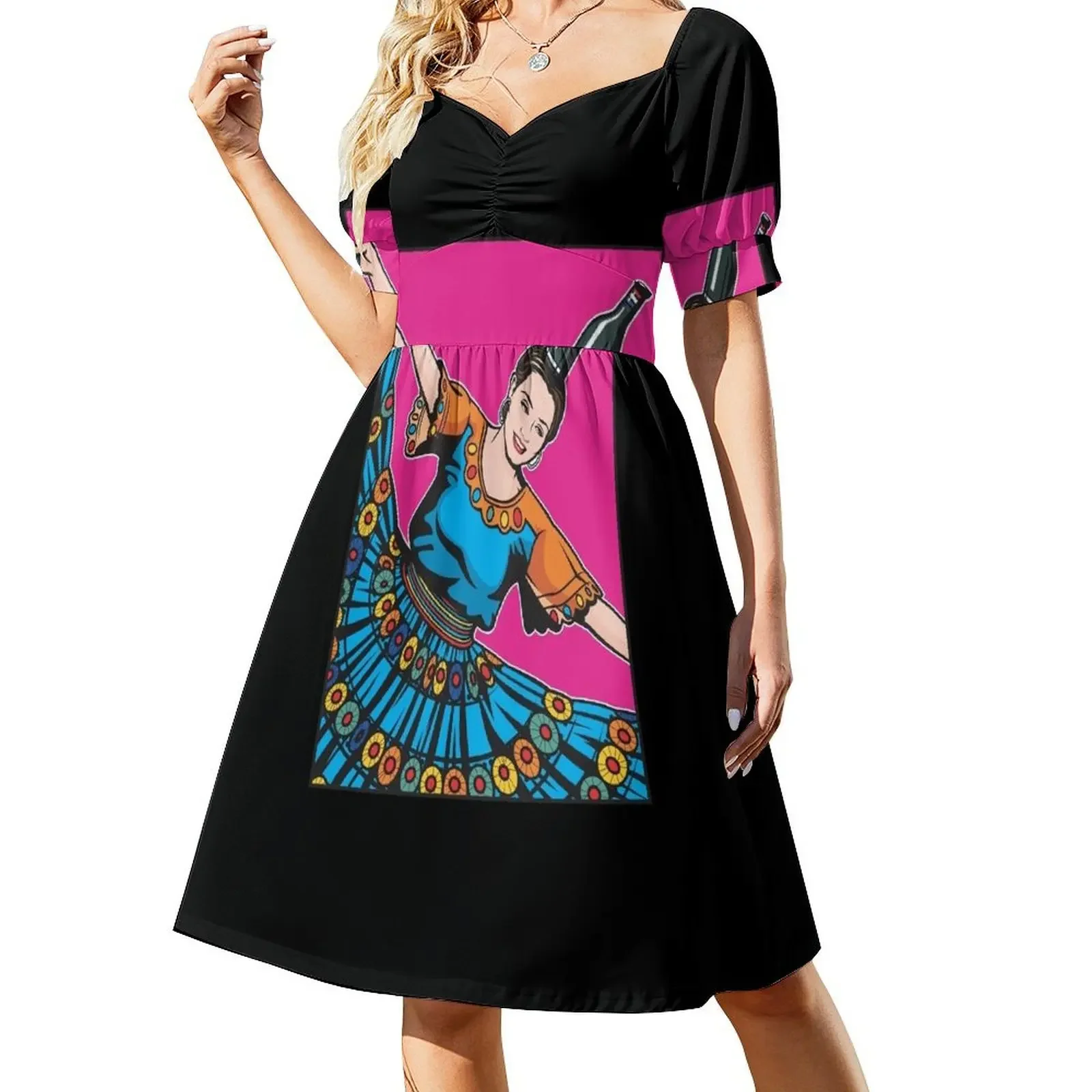 Платье без рукавов для танцев в бутылках женское летнее платье 2024 свадебное