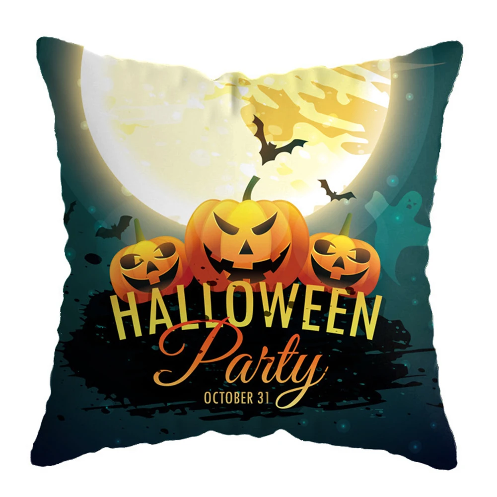 

Throw Pillow Cover with Halloween Print Pumpkin Alphabet Design Perfect for Home Holiday Decor Comfortable and Durable Material