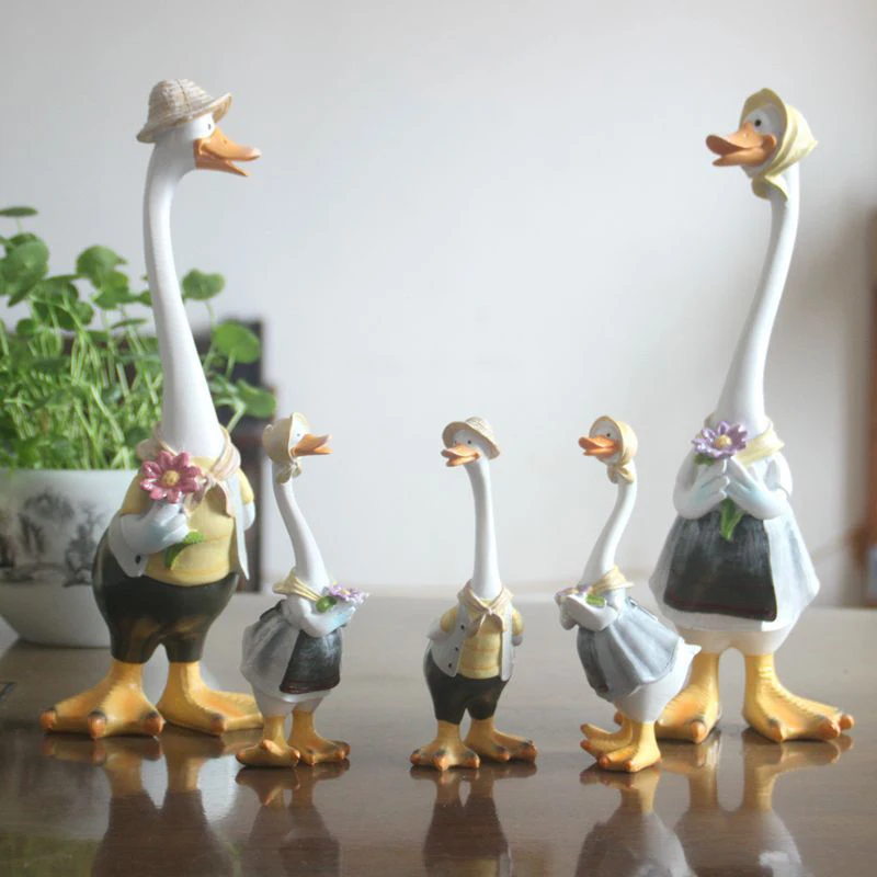 

Vivid Duck Figurine Duck Family Member Figurine DIY Realistic Cute Animal Statue Patio Lawn Garden Figurines Home Decoration