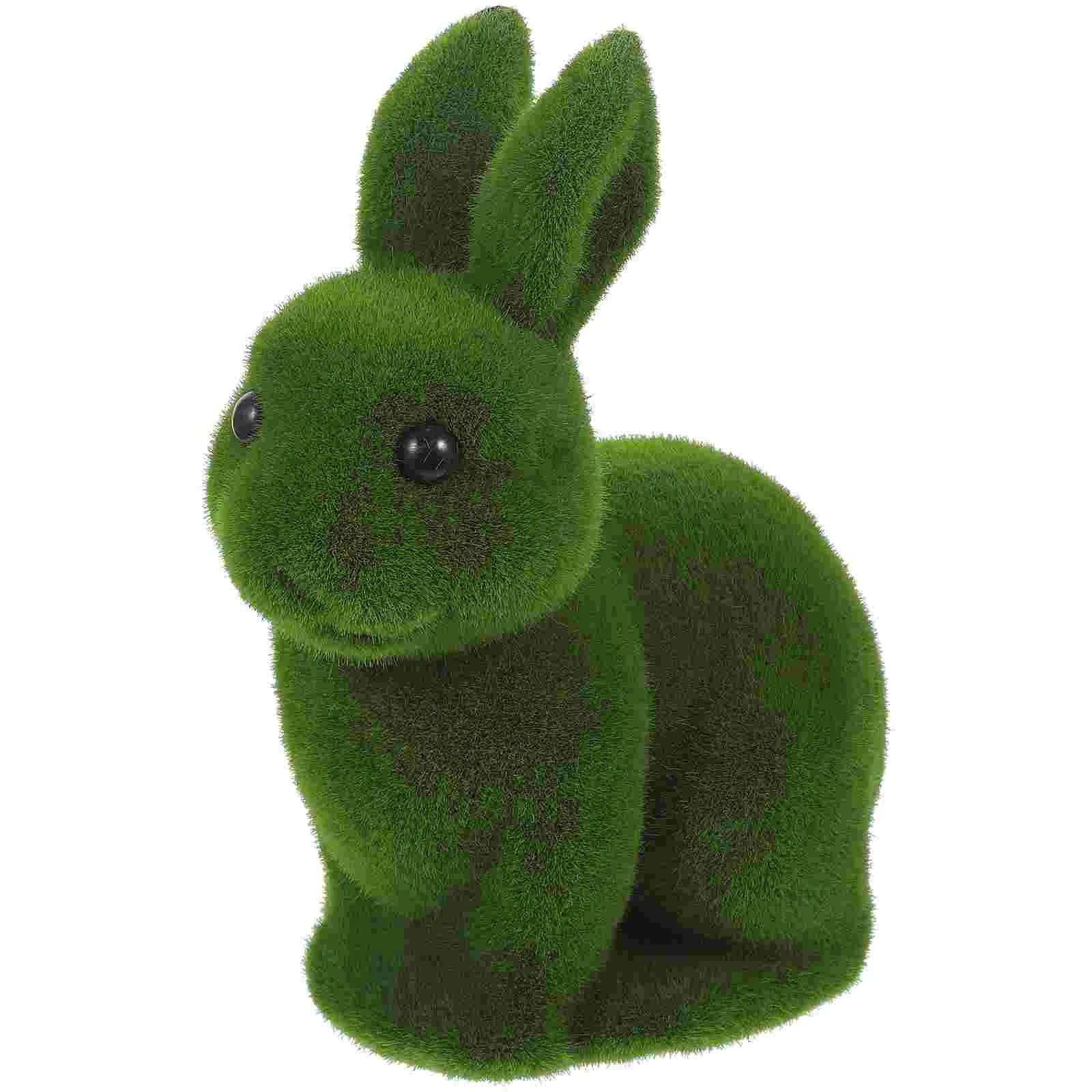 

Moss Bunny Rabbit Figurine Furry Flocked Garden Rabbit Statue Botanical Decor Figure Garden