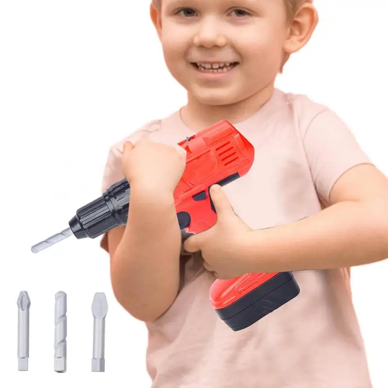 

Electric Drill Toy Mini Toy Drill With 3 Interchangeable Drill Bits Kids Tool Drill Kid Tool Outside Construction Toddler