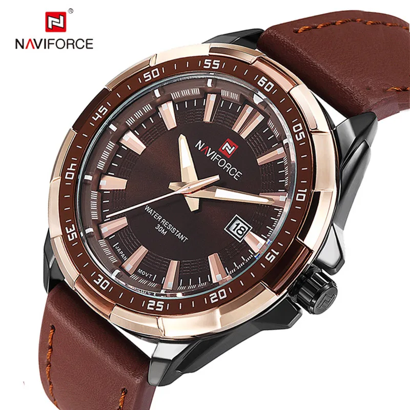 

NAVIFORCE Luxury Brand Men Watches Fashion Sports Leather Wristwatch Male Quartz Calendar Waterproof Clock Man Relogio Masculino