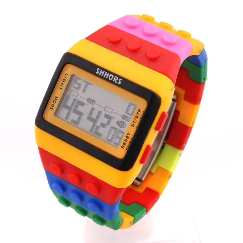 

Shhors Block Watch Boys Girls Toy Watch Colorful Building Lego Whatch Alarm Movement Digital Display Smart Watch