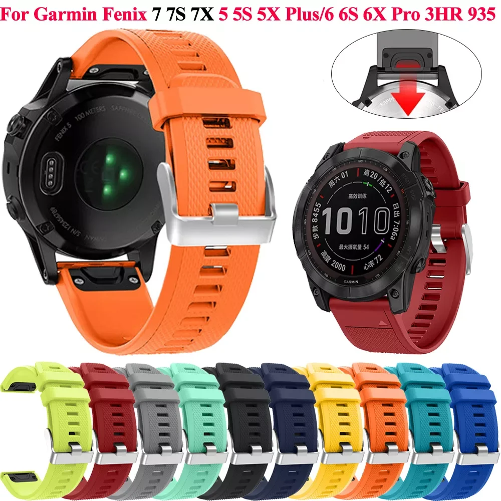 

20 22 26mm Smart Watch Band Straps For Garmin Fenix 7 7S 7X 6 6S 6X 5X 5S 3HR 935 945 Easy QuickFit Silicone Bracelet Watchbands