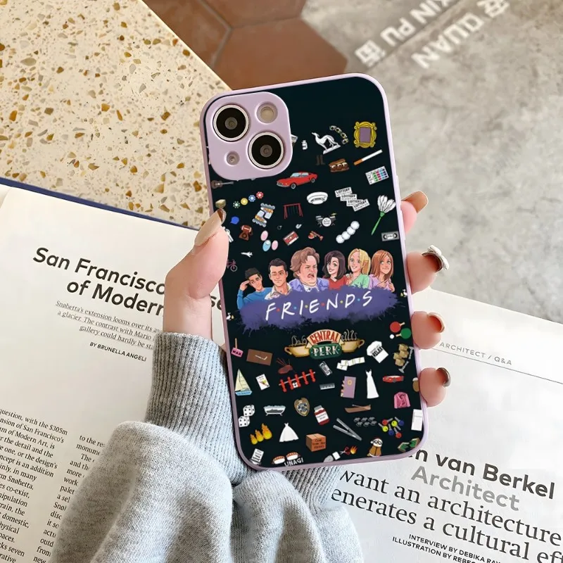

Friends Tv Phone Case Candy Color For IPhone 14 12 13 11 Pro Max Mini X XR XS Max 7 8 Plus Soft Silicon Cover