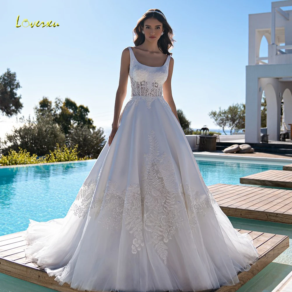 

Женское атласное платье-трапеция Loverxu, матовое платье без рукавов с вырезом лодочкой и аппликацией из бисера, модель 2023