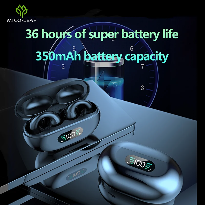 

New Bone Conduction Wireless Headphones Bluetooth 5.3 Ear-Clip Earphones Sport Game Music Earbuds Touch Control Noise Cancelling