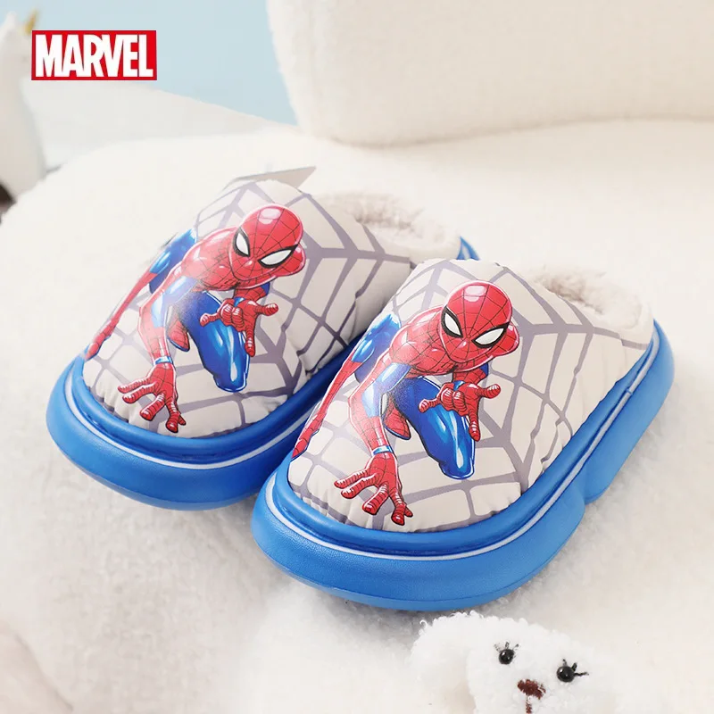 Хлопковые тапочки с рисунком Диснея Человек-паук домашние плюшевые теплые для