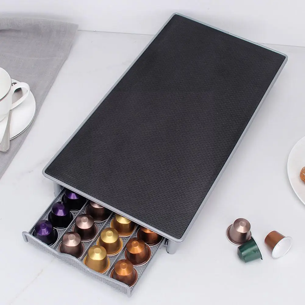 

Черный и серебристый 40 подставок, кофейный ящик, стеллаж для хранения, стеллаж для кофе, органайзер для капсул, полки для дома Y5J4