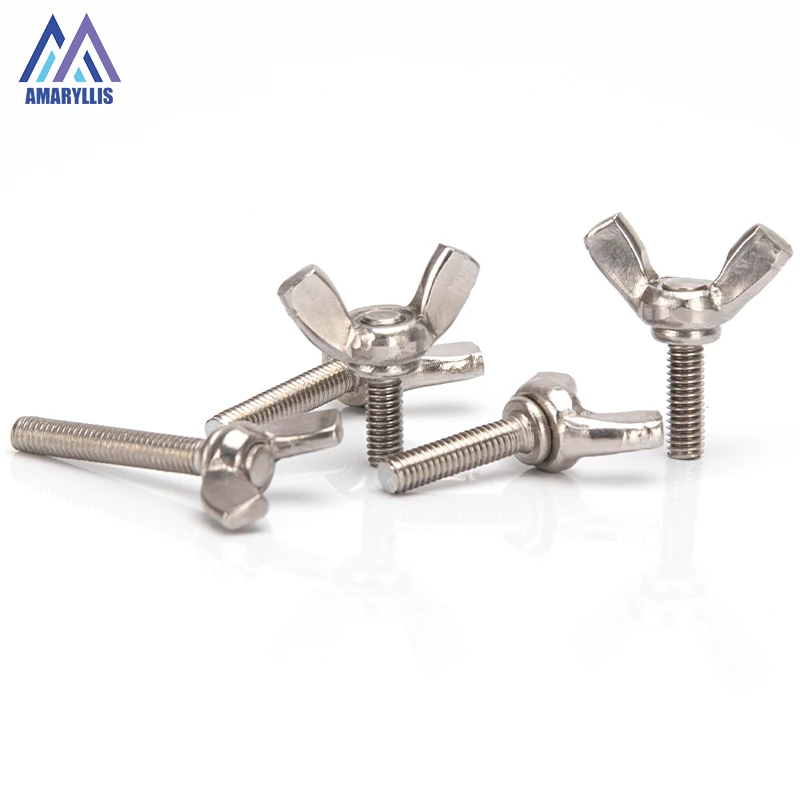 

304 Stainless Steel Butterfly Bolt Wing Screw M3 M4 M5 M6 M8 M10 Thumb Wing Screw Claw Hand Tighten Screws Solid Fasteners