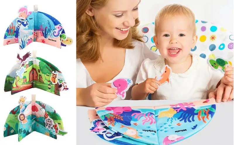 

Fabric Books Soft Baby Books Touch Feel High Contrast Cloth Book Anti Tear Educational Learning Stroller Toys For Infant Kids