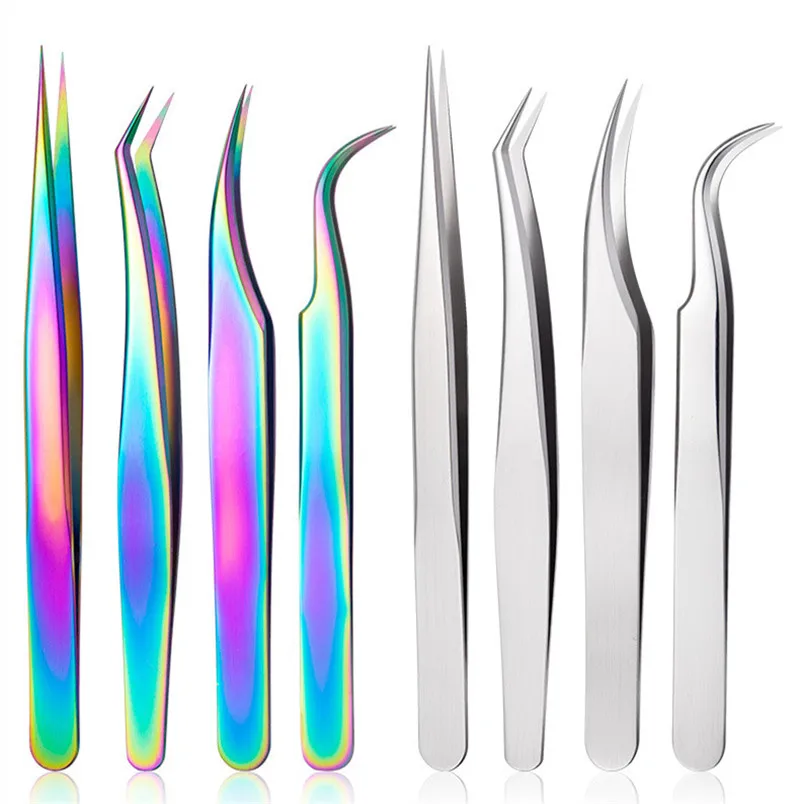 

Eyebrow Tweezer To Place False Eyelash Extension 5PCS Set Steel Slanted Eye Brow Clips100% Closure Removal Makeup Tools