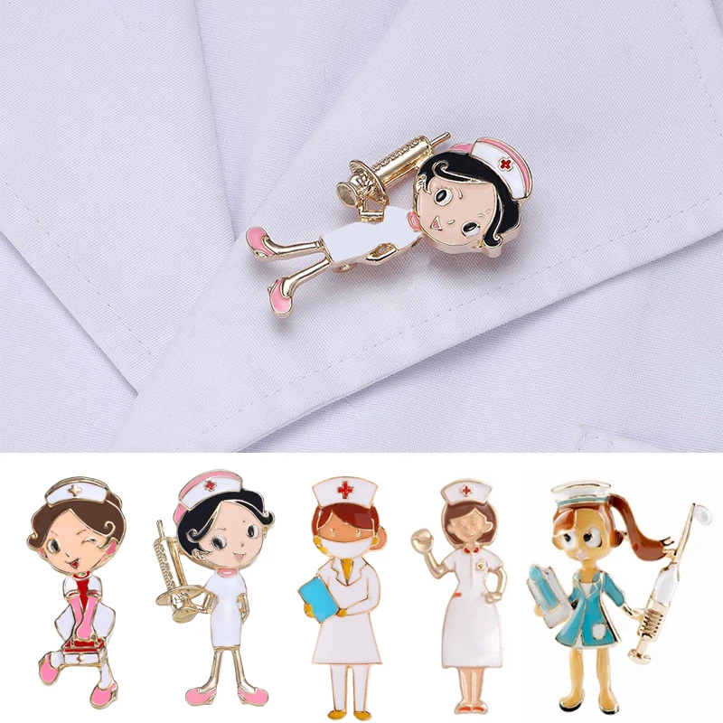 

Enamel Jewelry Cartoon Lovely Nurse Doctor Brooches Hospital Medical Badge Lapel Pins Jewelry Metal Gift for Doctor Nurse pride