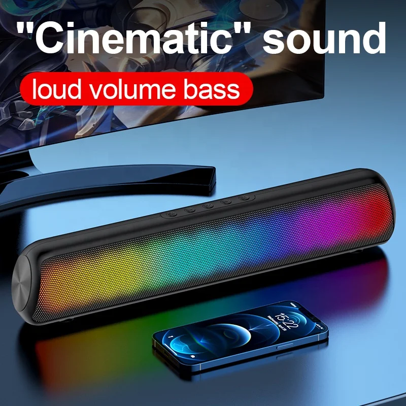 

Desk-top Wireless Bluetooth Speakers With LED Light Music Colour Changing Portable Sound-bar RGB Colorful Subwoofer Bass Audio