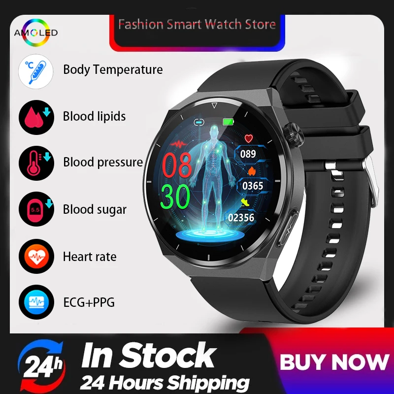 

2023 Health smart watch men's ECG+PPG non-invasive blood sugar measurement blood oxygen monitoring suitable for IOS and Android