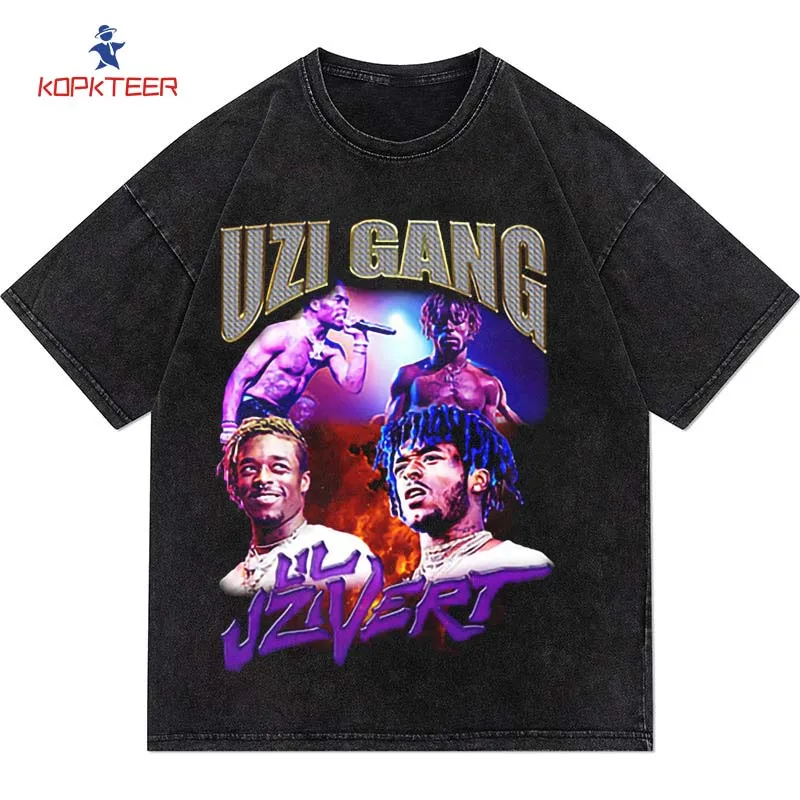 

Mens T-shirt Streetwear Vintage Washed Lil Uzi Vert Graphics T-shirt Cotton Casual Oversized Tee Top 2022 Summer