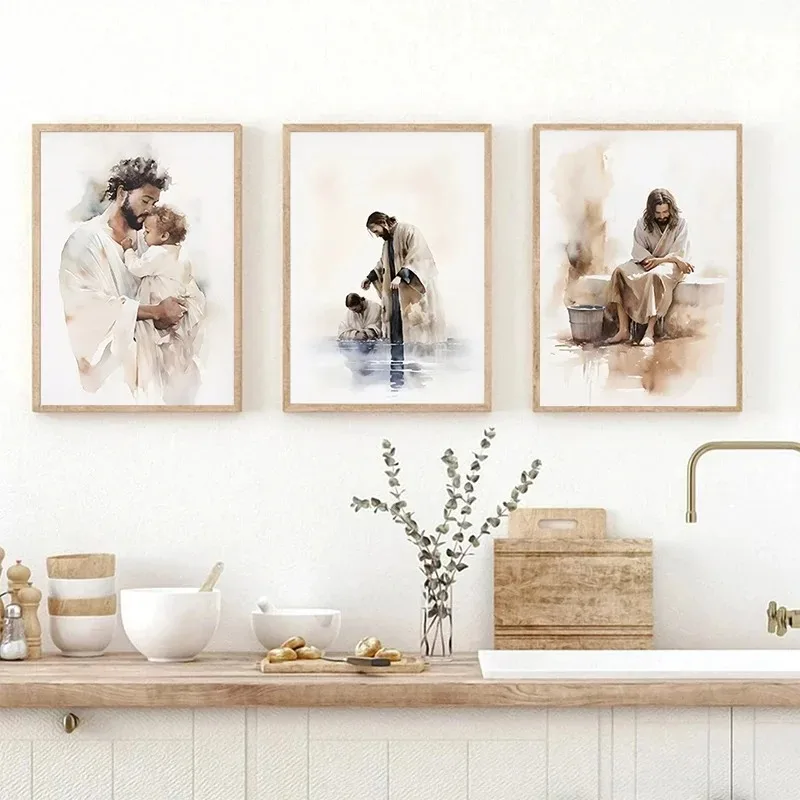 Плакат иисус Ходить На Воде — Библейская Тема Печать Холсте Домашний Декор