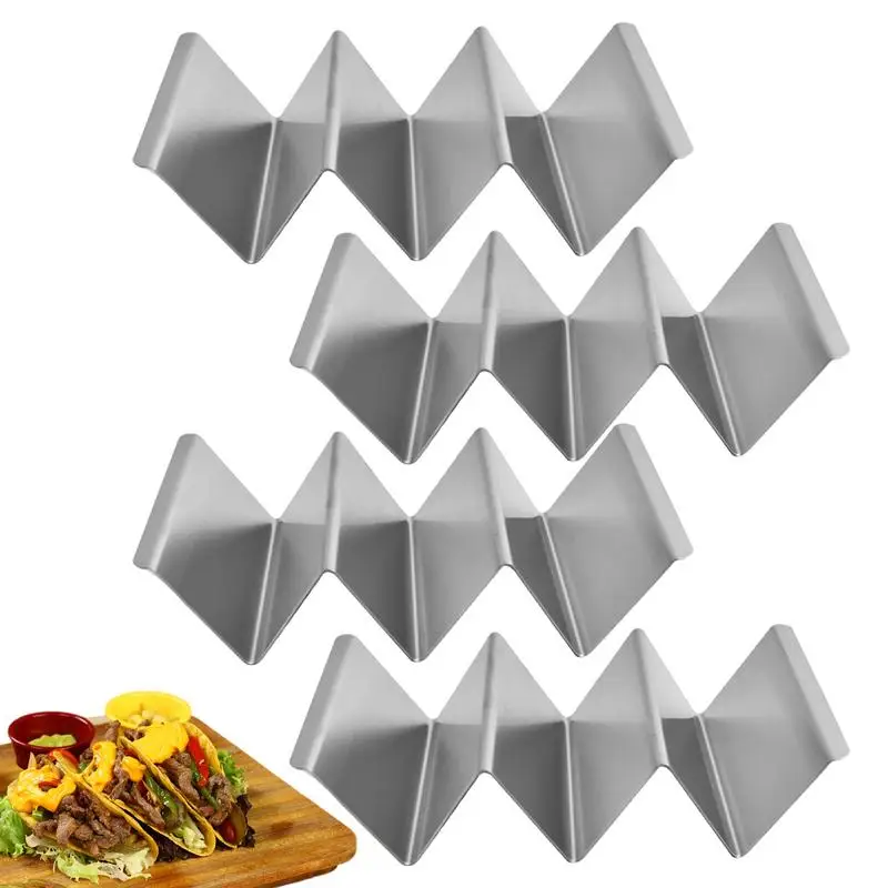 

Taco Shell Holder Set Of 4 Stainless Steel Tortilla Stand W-Shaped Taco Tray Holders Each Hold Up To 3 Tortillas Oven Grill And
