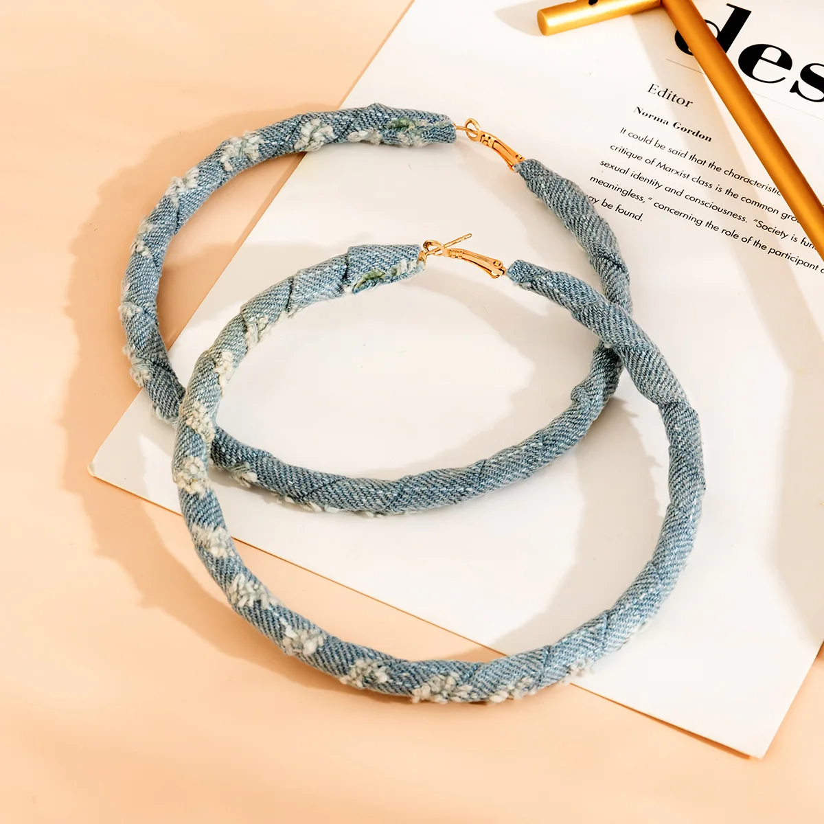 

New Arrivals Fashion Denim Earrings Big Hoop Earrings For Women Oversize Circle Cool Round Earing