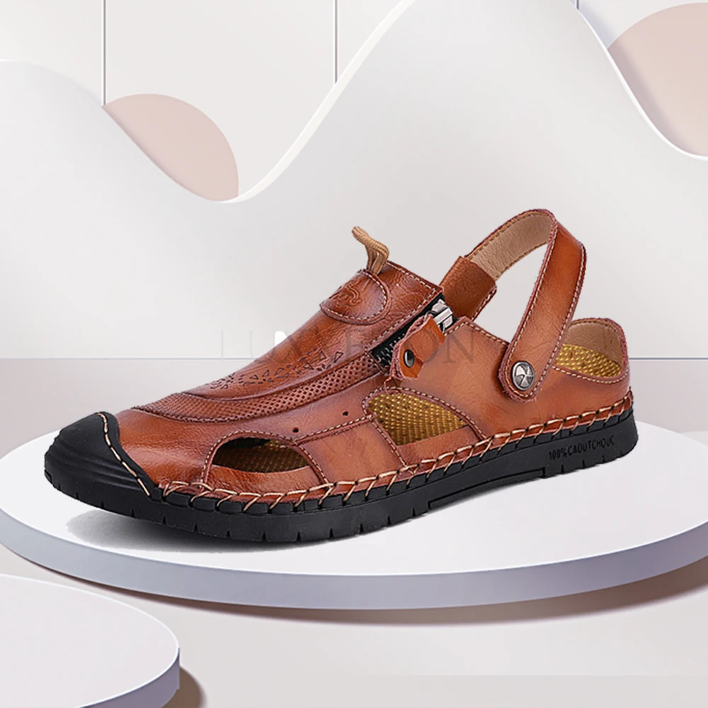 

Men's Fashion Sandals Men's Leather Sandals Comfortable and Durable Summer Outdoor Shoes Beach Sports Shoes Anti-slip Sandals