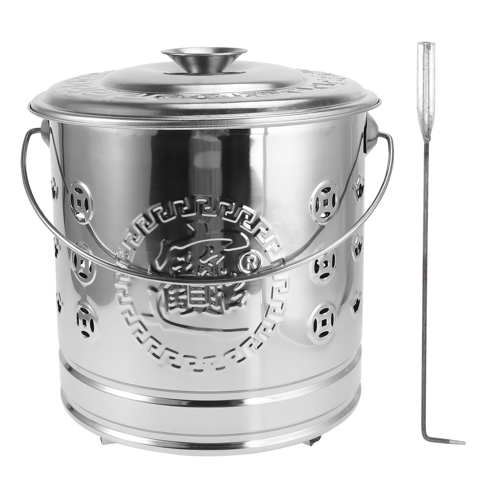 

Trash Can Outdoor Lid Garden Fire Pit Compost Bin Incinerator Can Metal Firepit Portable Bonfire Stove Incinerator Bin