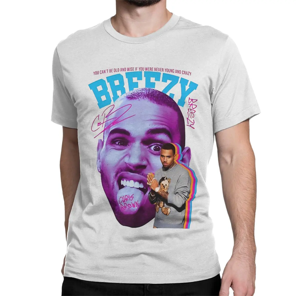 Рэпер Крис Браун Футболка Мужчины Женщины 90-х Музыка Breezy Винтаж из 100% хлопка с