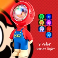 7 color recharge sunset projection lamp creative cartoon star projector night light for room decoration photography kids gifts