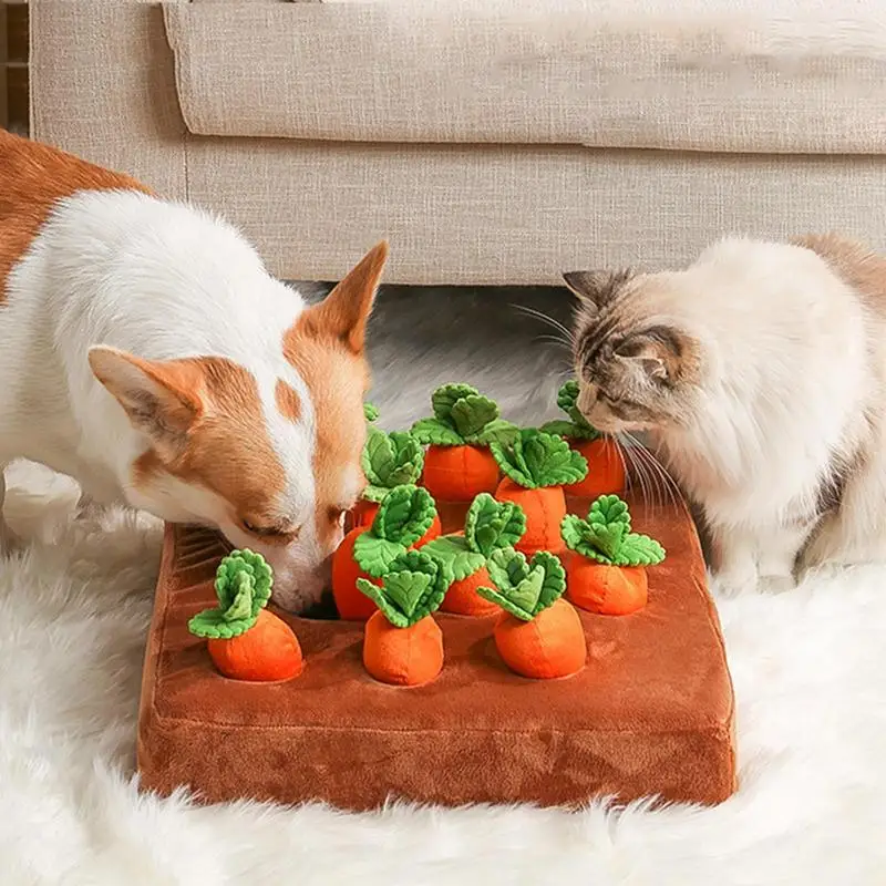 

Dog Toys Plush Carrot Snuffle Mat Pet Vegetable Chew Toy Innovative Hide Food Pull Radish Improve Eating Habits Interactive Toys