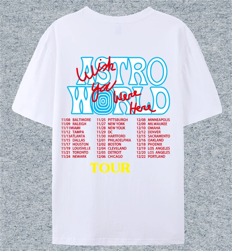 

2022 new European and American fashion hip-hop Travis Scott letter print short-sleeved T-shirt Tide brand loose casual T