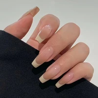 simple false nail 24pcs wearable removable fake nail french style finished product with wering tools