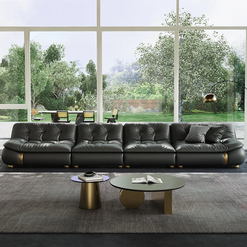 Современные диваны из натуральной кожи черный итальянский дизайнерский