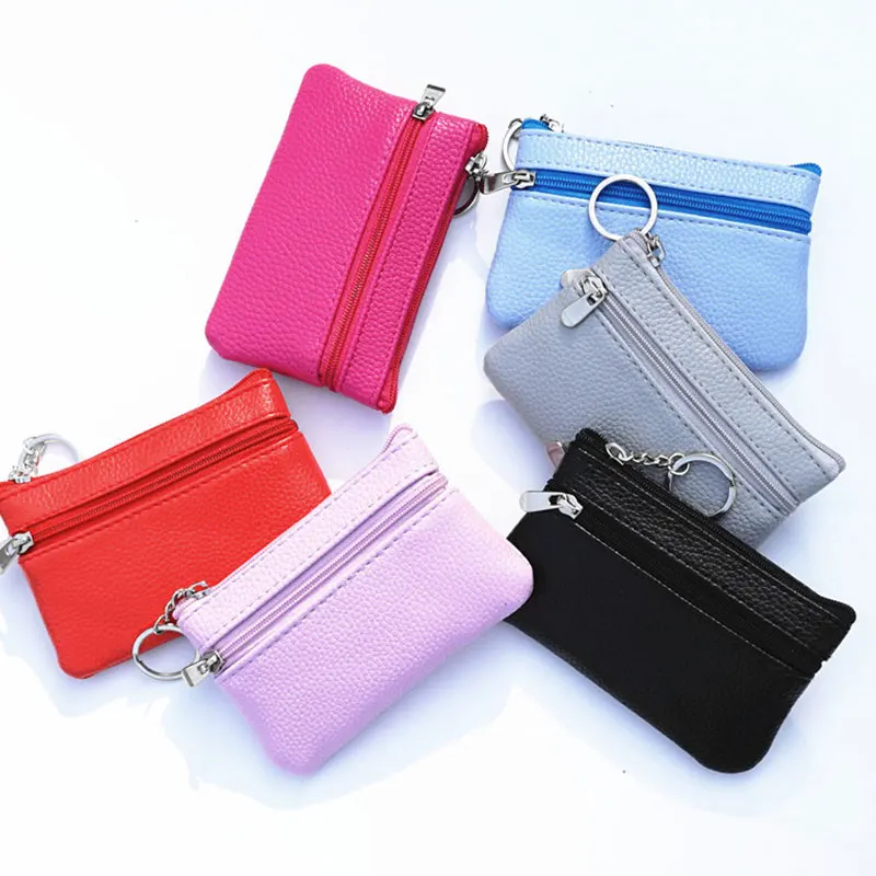 

New Zipper Coin Purse Female PU Leather New Mini Keychain Pouch Luxury Brand Designer Women Wallet Small Bag Coin Money Pocket