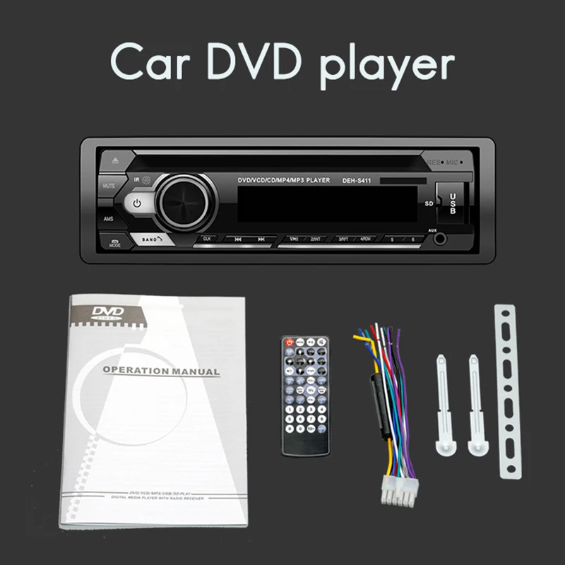 Универсальный автомобильный стерео MP3-плеер с Bluetooth 1 Din Авторадио CD VCD DVD AUX USB