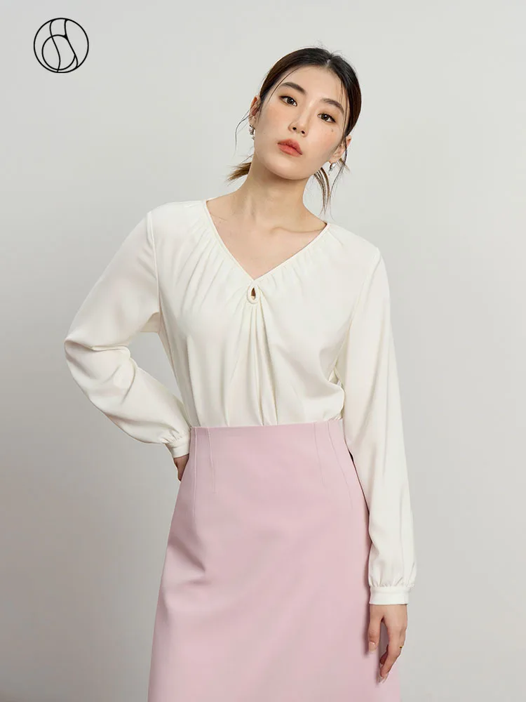 Женская рубашка с V-образным вырезом DUSHU белая и черная открытыми плечами