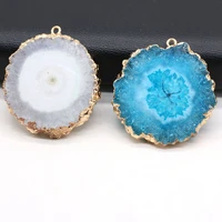 35 40mm agate crystal bud natural stone gem round sun flower pendant crafts jewelry making diy necklace earring accessories gift