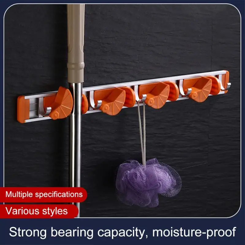 

Mop Rack Space Aluminum Removable Wall Mount Mop Balcony Broom Rack Card Seat Aluminum Hook Fan Type Mop Clip
