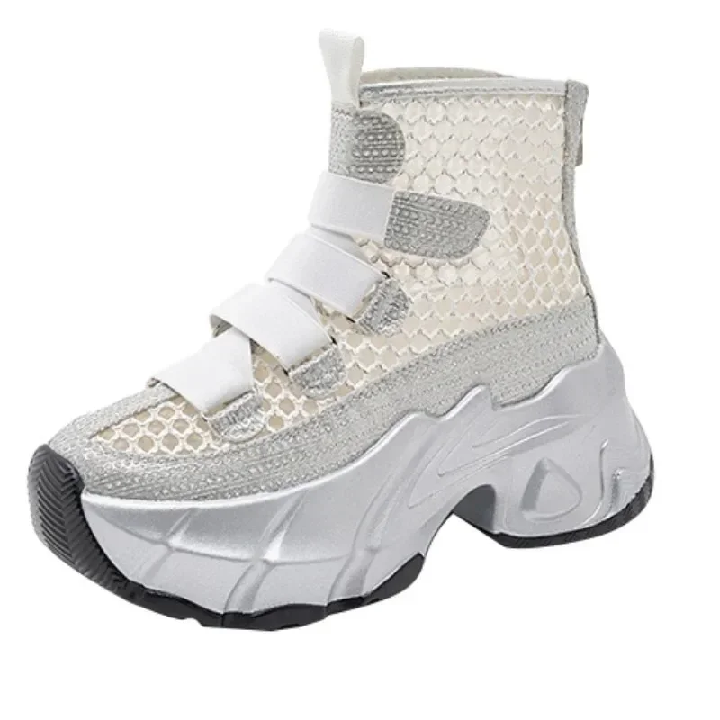 Джинсовые ботильоны из сетчатого материала 7 см 2024 синтетические дышащие летние