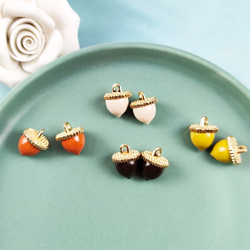 

JeQue 10pcs The three-dimensional Cute Enamel Pine Cone Charms Pendant For Handmade Necklaces Earrings Jewelry Making Accessorie