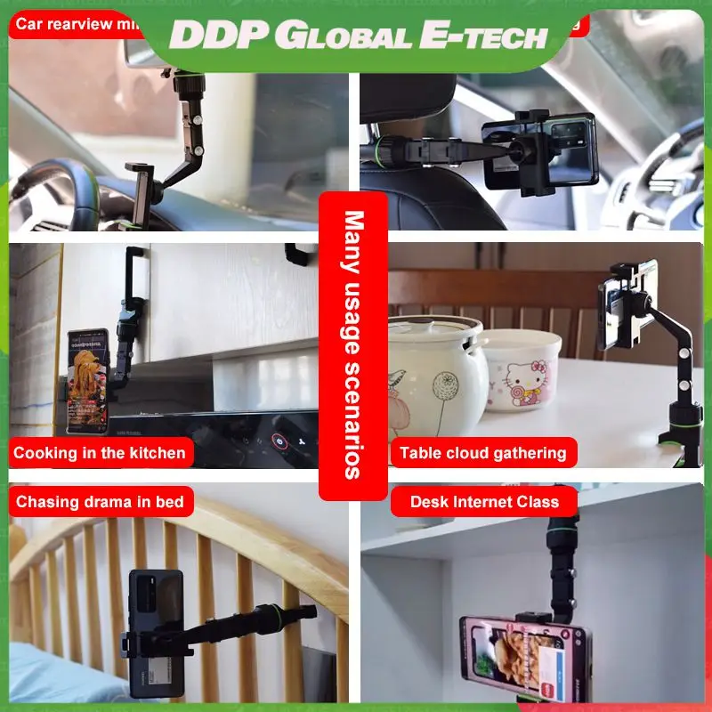 

360 Degree Mirror Clip Multifunctional Rotatable Mobile Phone Holder 4.0-6.1 Inch Car Holder Cell Phone Holder Rearview Mirror