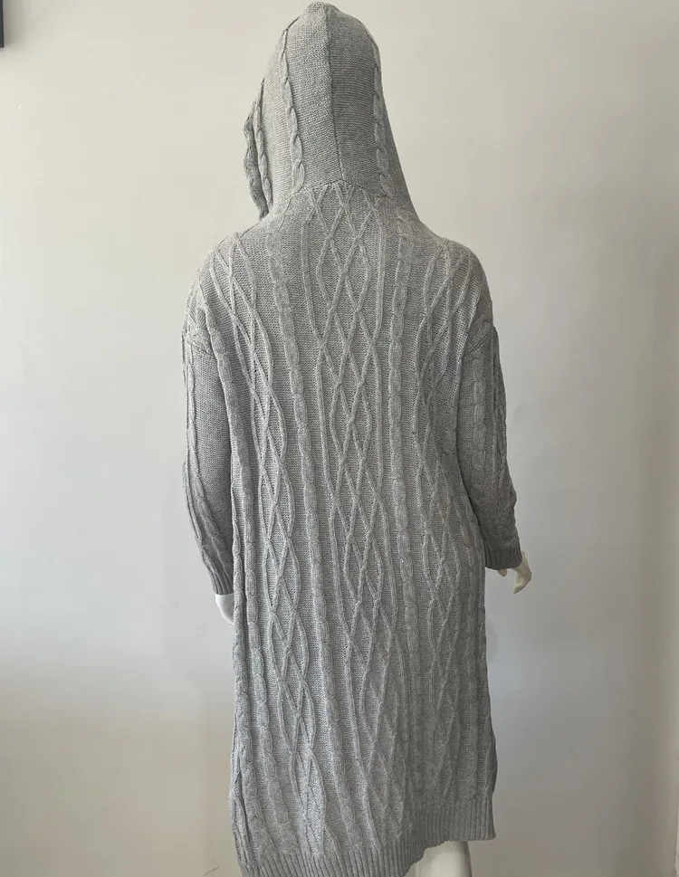 Кардиган женские свитера новинка 2023 длинный свитер с капюшоном HHX2003