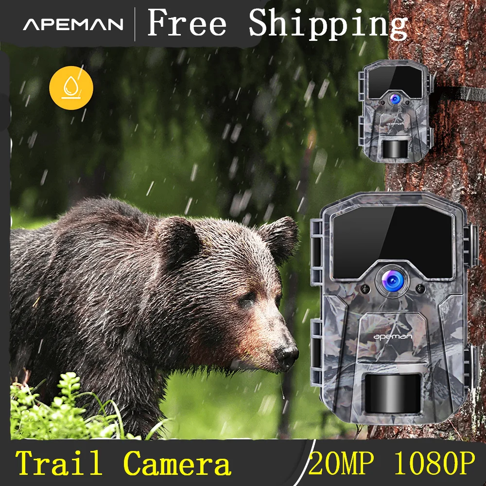 

APEMAN Wildlife Camera 20MP 1080P Trail Camera, Night Detection Game Camera with No Glow 940nm IR LEDs, IP66 Waterproof Design