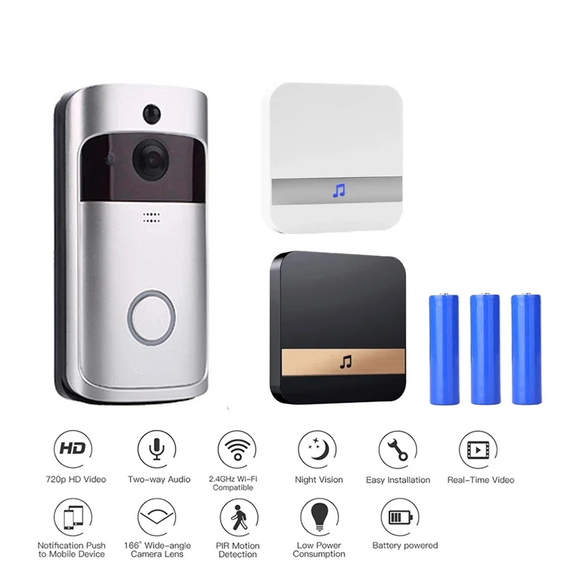 

Eken v5 smart wifi wireless video doorbell 720P remote pir monitor intercom doorbell apartment ir wireless alarm camera security