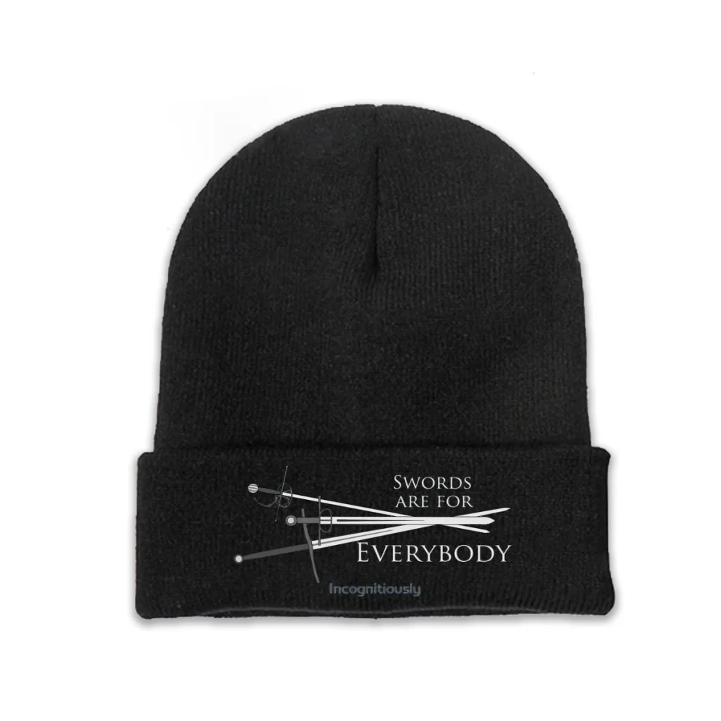 

Swords Are For Everybody Fencing Knitting Beanie Caps Skullies Beanies Ski Caps Soft Bonnet Hats Winter Warm