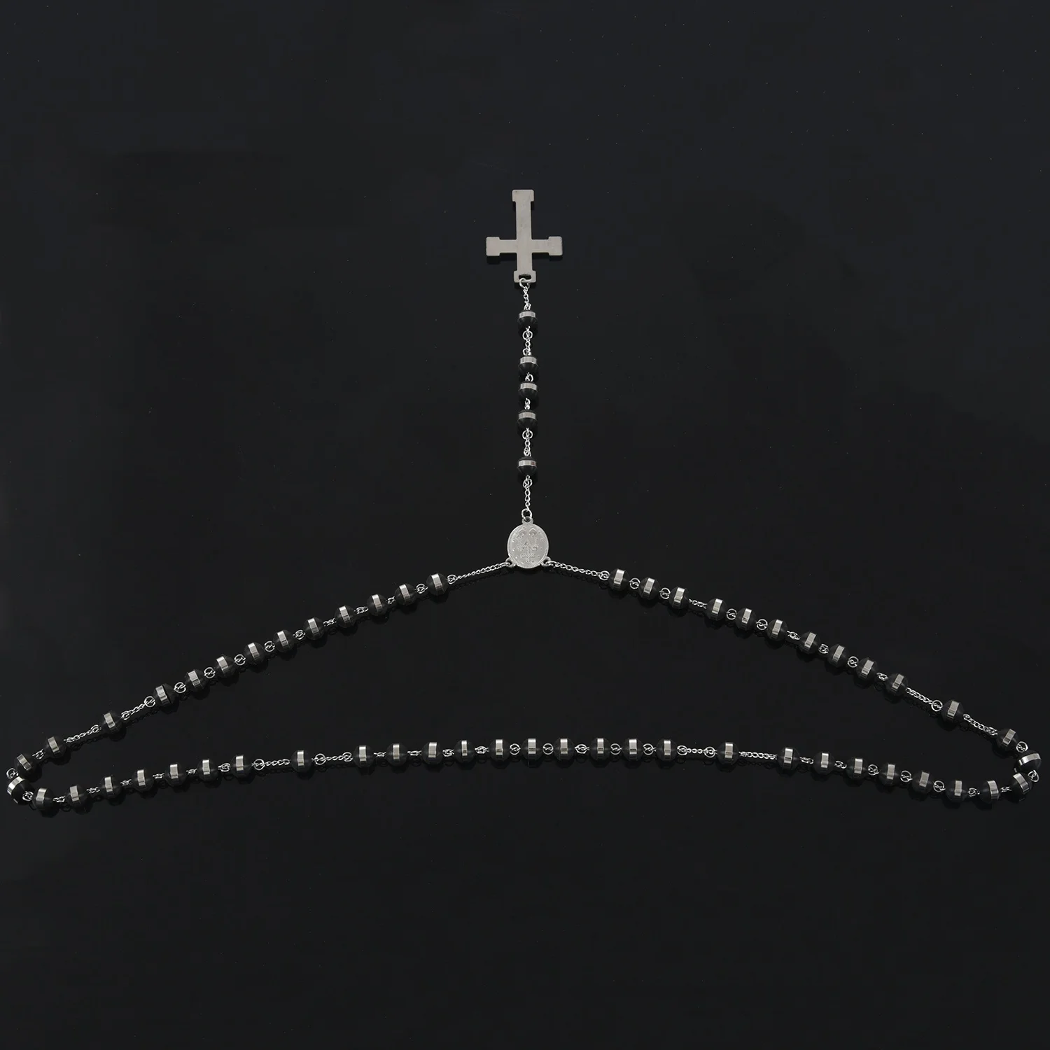 Ожерелье с подвеской из нержавеющей стали серебристое черное женское винтажное