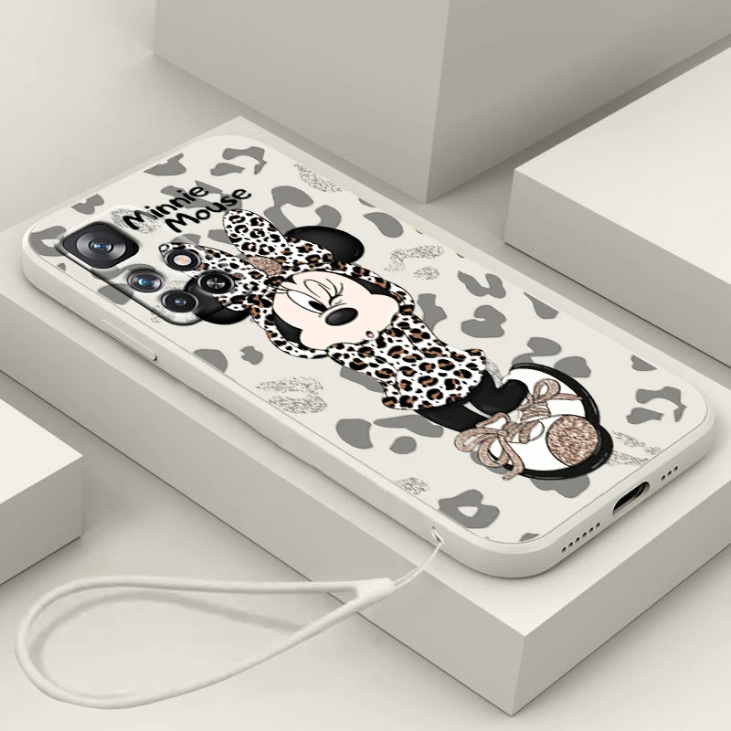 

Disney Minnie Minnie For Redmi K60 K50 K40 K30 K20 10C X 9C T AT A 8A 7A Gaming Pro Plus Liquid Rope Silicone Phone Case
