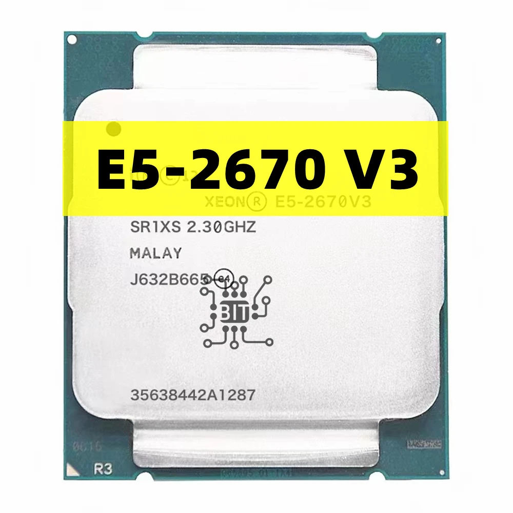 Оригинальный ЦП Xeon E5-2670V3 SR1XS X99 2 30 ГГц 30M 12-CORES E5 2670 E5-2670 V3 Стандартный процессор 2670V3