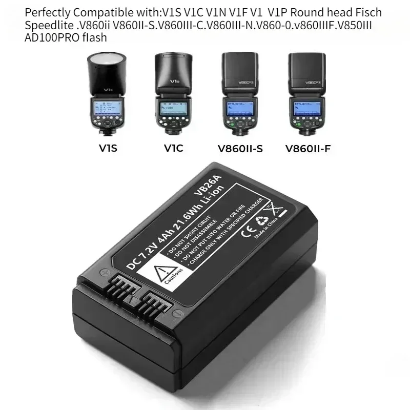 Фото Аккумулятор Li-Ion 7.2V VB26A VB26B для фотосветильников серии V1, круглой формы, совместимый с V1S V1C V1N V1F V1O V №2