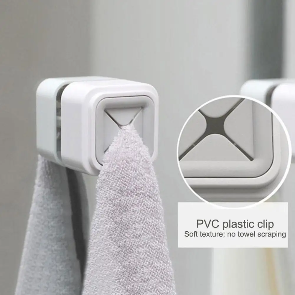 

Non Punching Towel Holder Storage Rack Space-saving Organizer Waterproof Wall Towel Stopper Hook Kitchen Bathroom Cloth Han O3d5